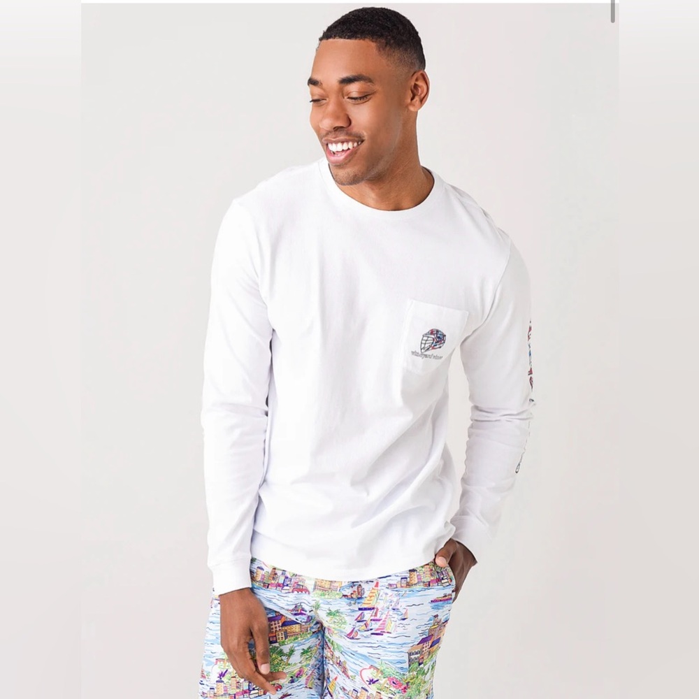 Men’s Vineyard Vines Tie-Dye LAX Helmet Long Sleeve Pocket Tee sz Large
